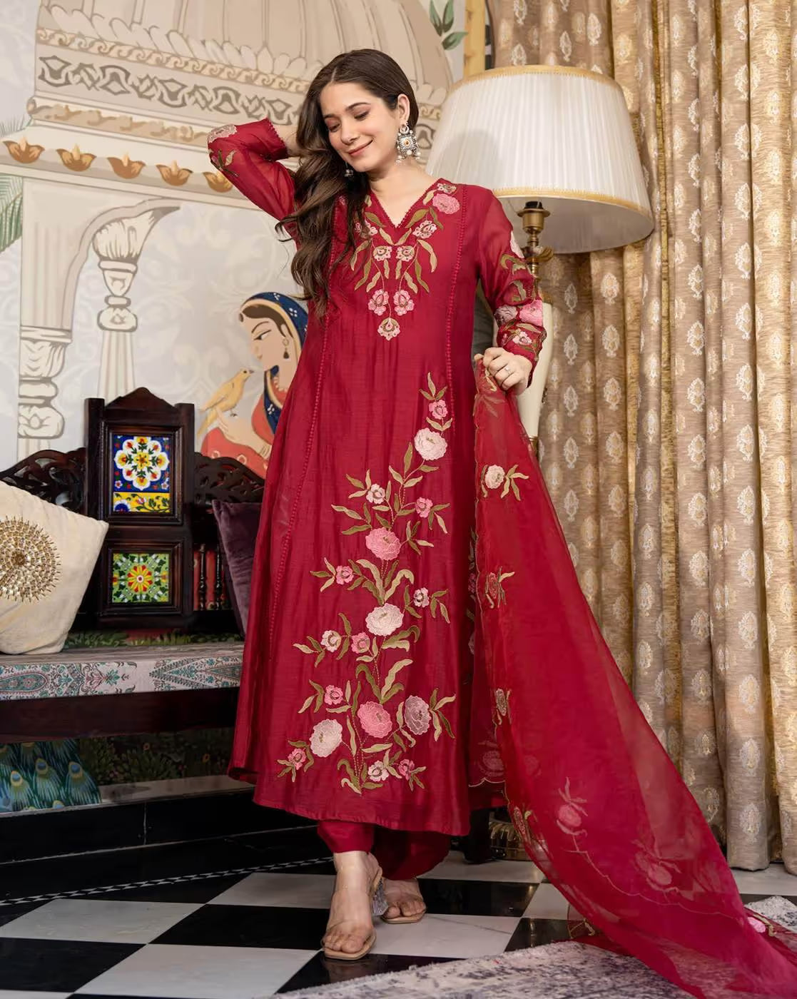 Women Embroidered 3-Piece Anarkali Kurta Set