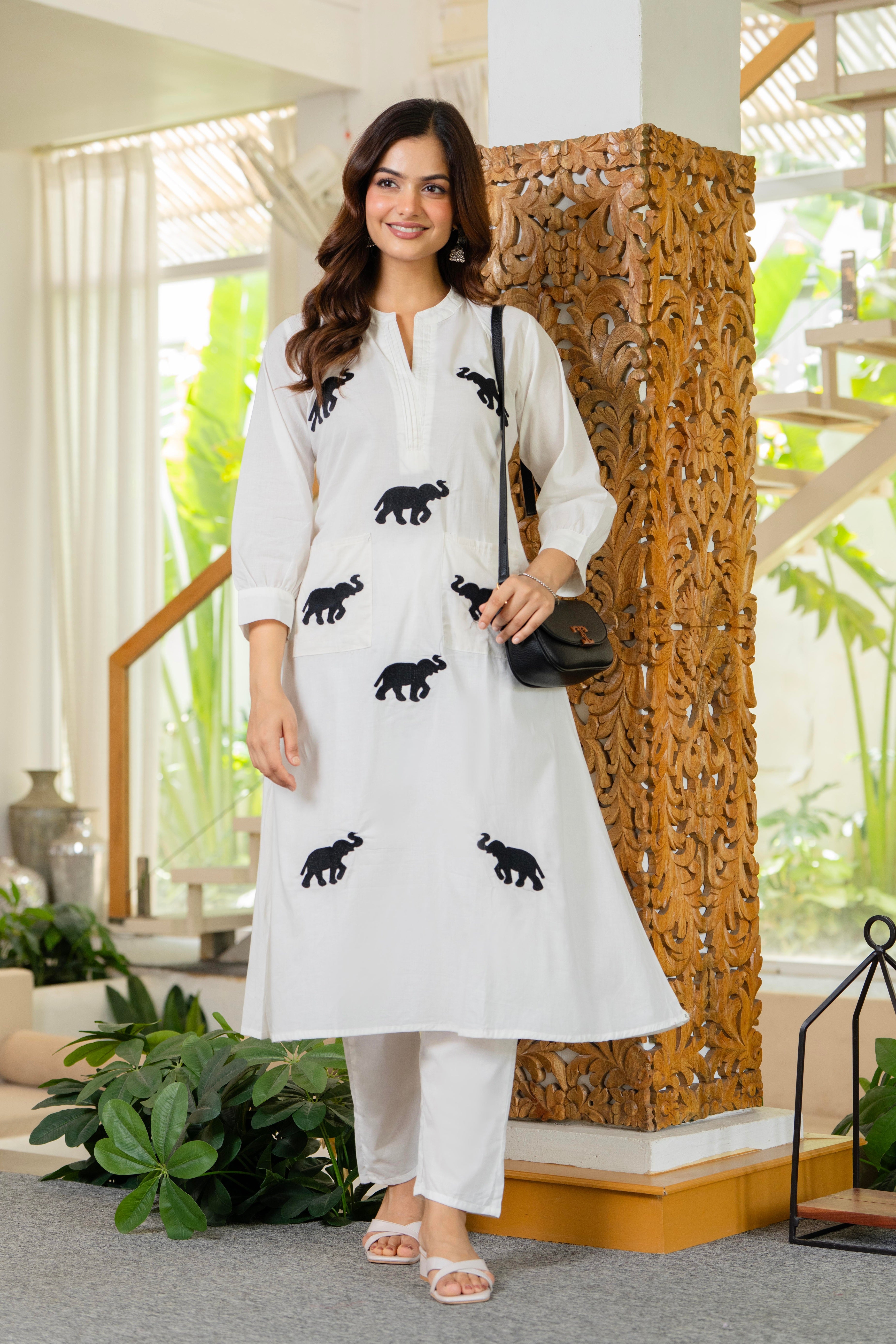 White Embroidered Cotton Co-Ord Set