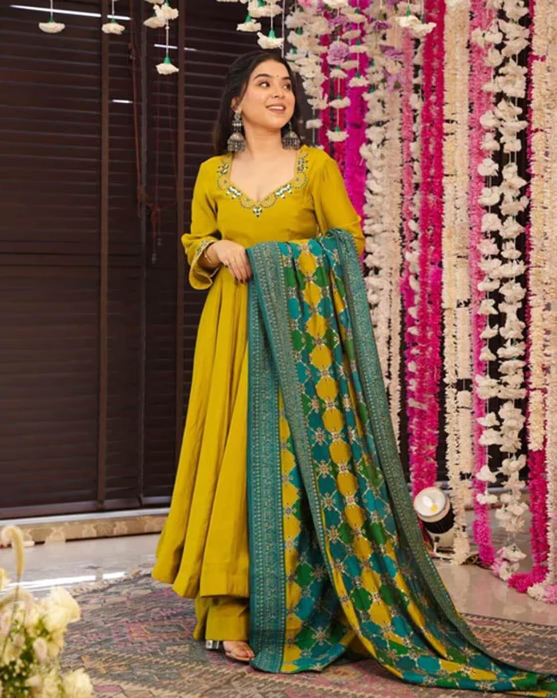 Women Stylish Embroidered Anarkali Kurta Suit Set