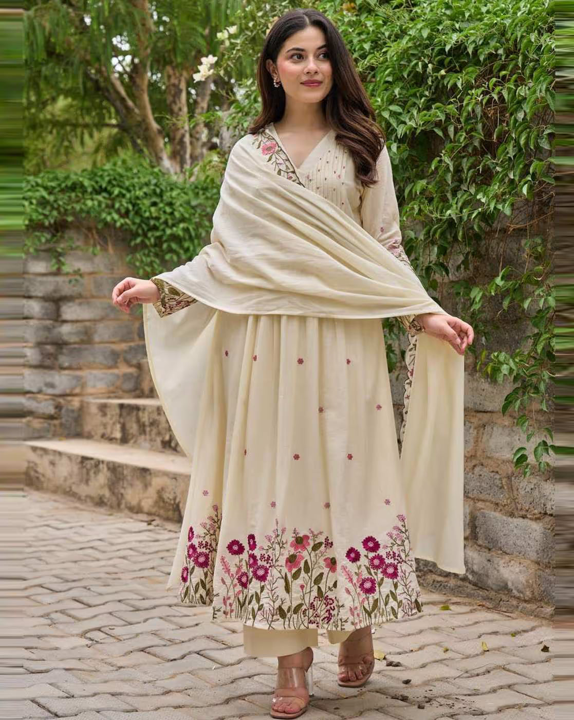 Women Embroidered Anarkali Kurta Suit Set