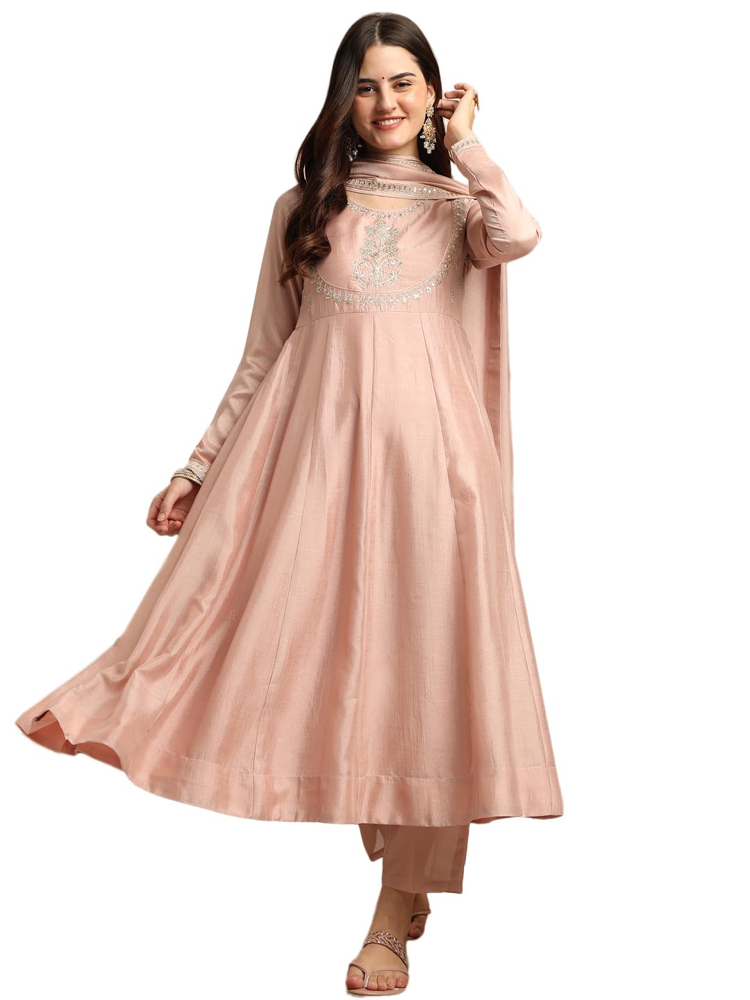 Women's Silk Kurta & Pant with Dupatta Set Rose Pink