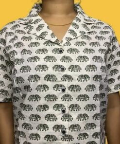 Elephant Design Block Printed Cotton Shirt