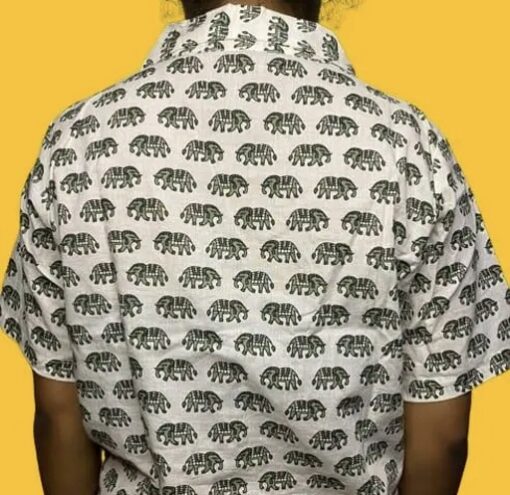 Elephant Design Block Printed Cotton Shirt