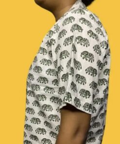 Elephant Design Block Printed Cotton Shirt