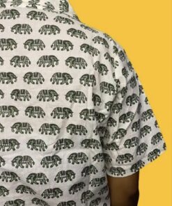 Elephant Design Block Printed Cotton Shirt