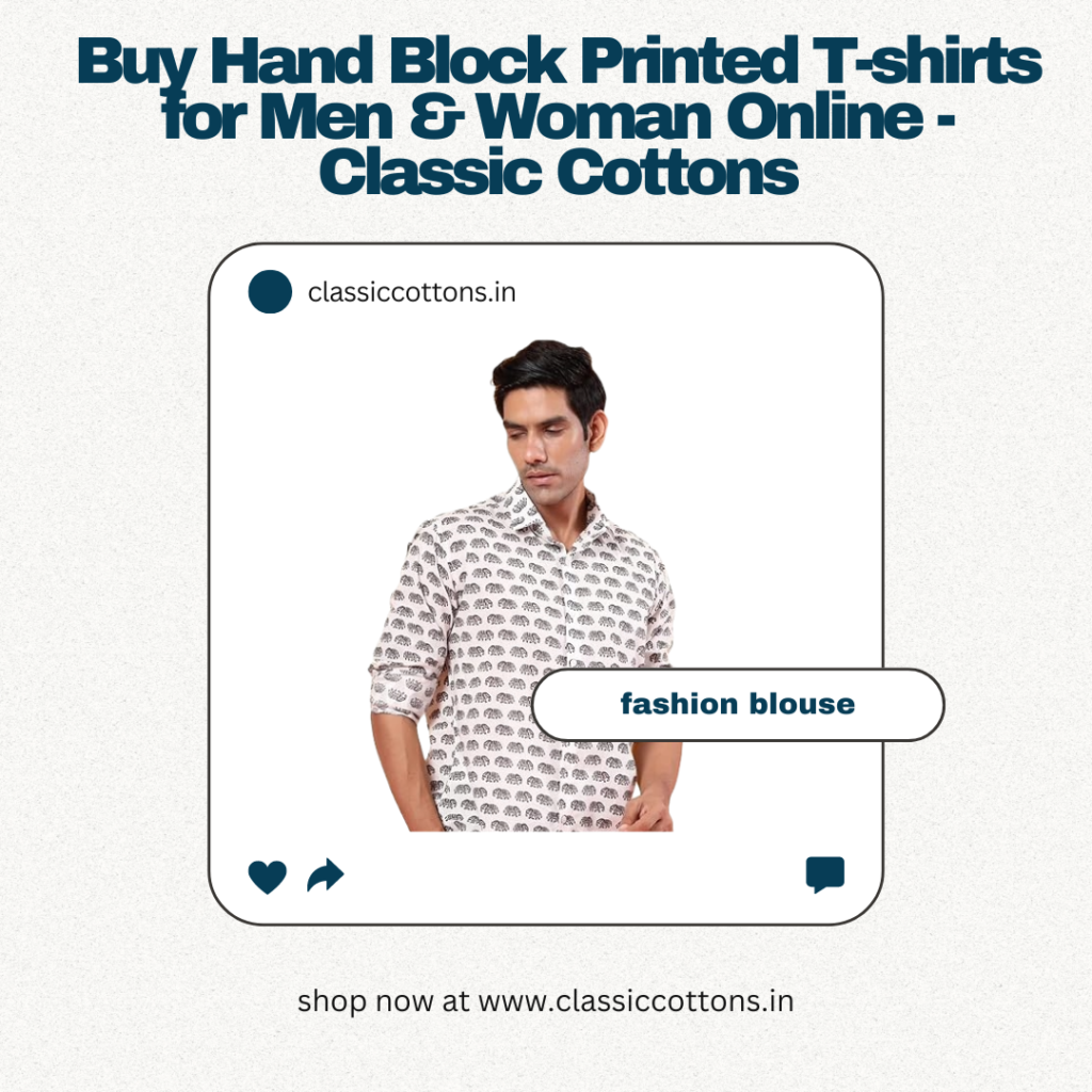 Buy Hand Block Printed T-shirts for Men & Woman Online - Classic Cottons